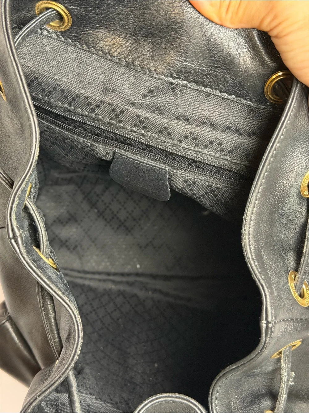 Vintage Gucci Bamboo Black Leather Backpack